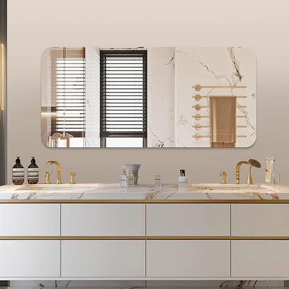 Mirrorons 60 x 28 Frameless Bathroom Mirror, Rounded Corner Bathroom Vanity - Image 4