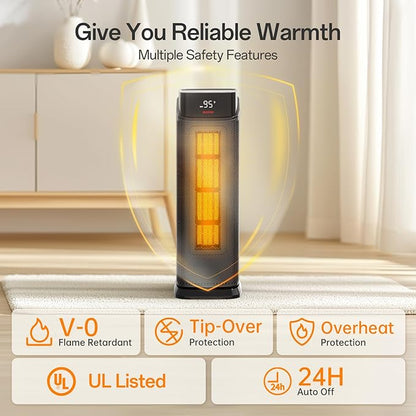 BREEZOME Space Heater Indoor, 1500W PTC Portable Electric Heaters - Image 7