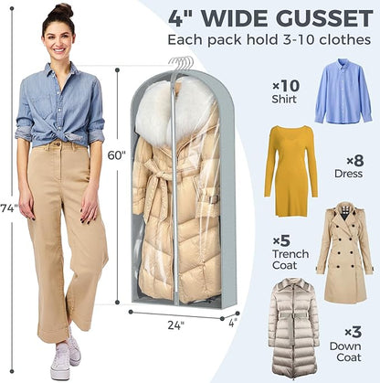 6 Pcs 60" Garment Bags for Hanging Clothes, Garment Bags Shoulder Covers - Image 4