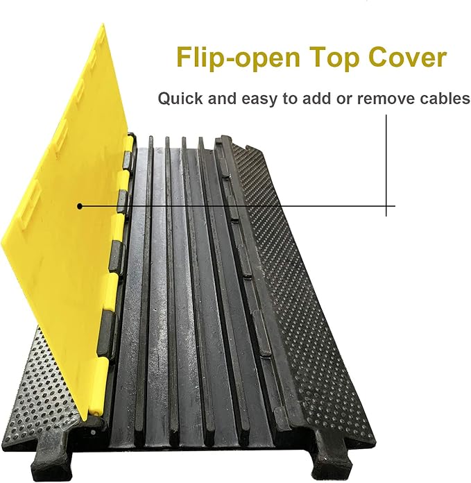 Reliancer 5 Channel Rubber Cable Protector Ramp Traffic Speed Bump 18000lbs - Image 2
