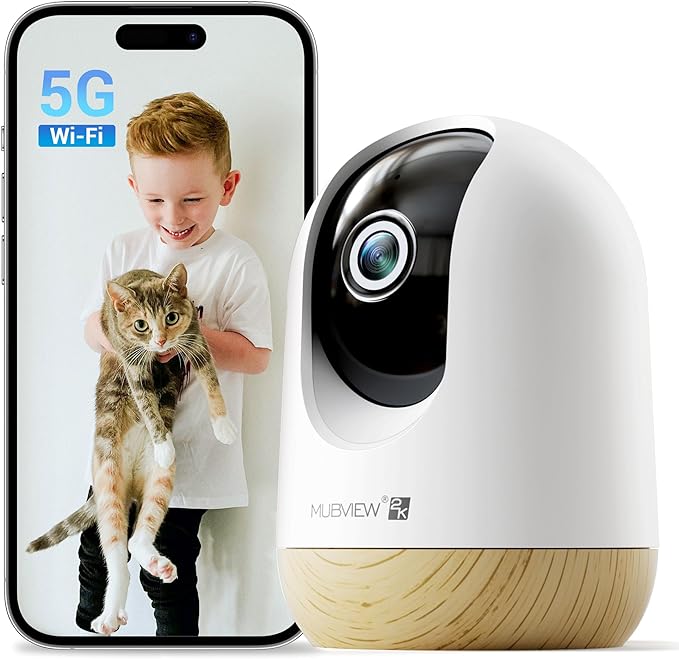 MUBVIEW 5G WiFi Indoor Security Camera No Subscription, Pet Camera by MUBVIEW