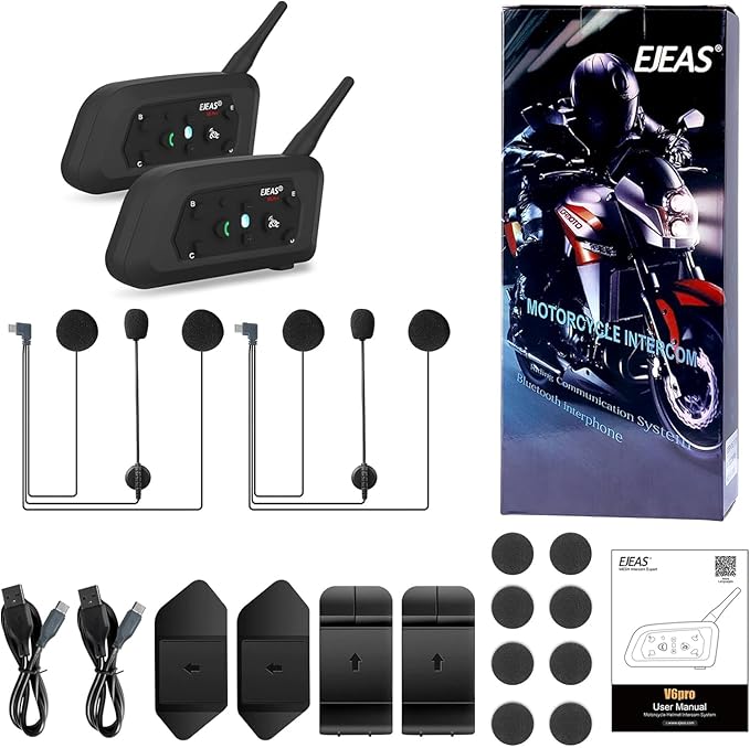 EJEAS V6 Pro Motorcycle Bluetooth Headset, Upgraded 2 Riders Intercom Helmet - Image 7