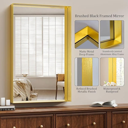 Koonmi 30x48 Inch Metal Framed Bathroom Mirror - Image 5