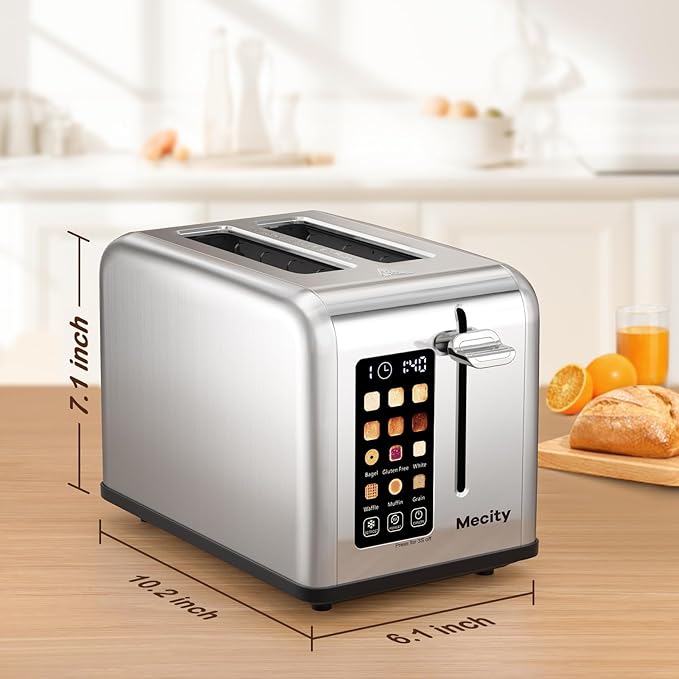 Mecity 2 Slice Toaster Touch Screen 1.5" Wide Slot, Stainless Steel Smart Bread - Image 8