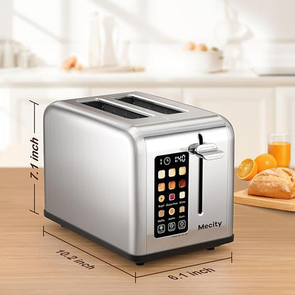 Mecity 2 Slice Toaster Touch Screen 1.5" Wide Slot, Stainless Steel Smart Bread - Image 8