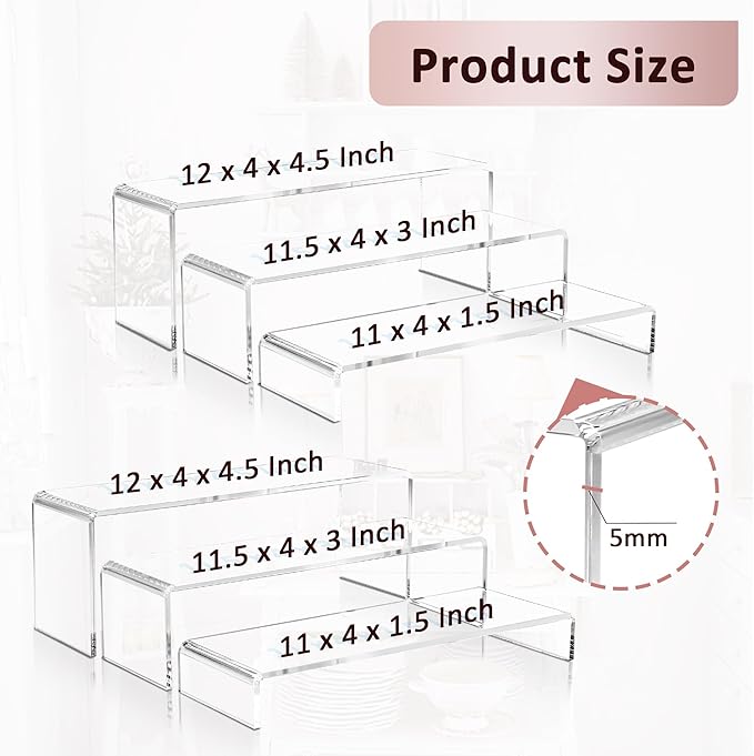 LFTYTUO 2 Set Large Acrylic Clear Display Risers, 3 Sizes 12" Rectangular - Image 4