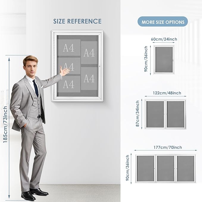 Outdoor Bulletin Board Weatherproof 48x34 in, Enclosed Bulletin Board - Image 3