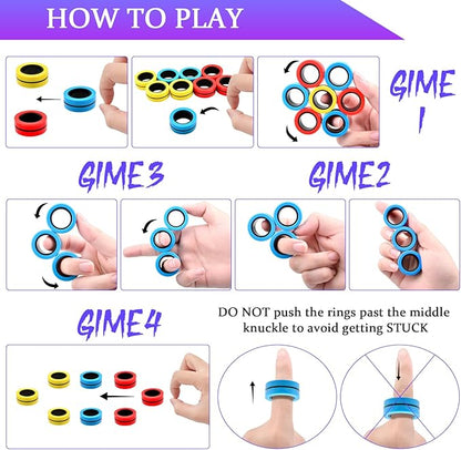 Cevioce 9 PCS Magnetic Ring Fidget Toys Set, ADHD Anxiety Magnetic Finger - Image 5