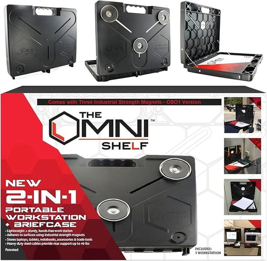 The OmniShelf Magnetic Portable Workstation + Toolbox, Computer & Laptop Stand by TheOmniShelf