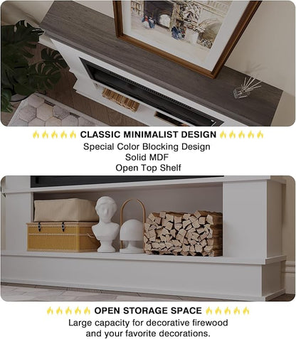 Electric Fireplace with Mantel, Freestanding Fireplace Heater with 60" Insert - Image 6