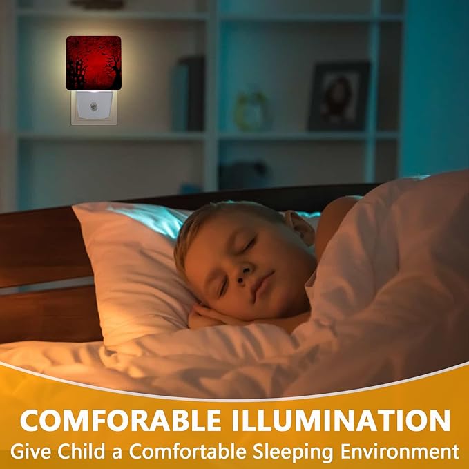 GANTINIR Halloween Night Light, Plug-into Red Black Red Black Bats Spider Ghost - Image 4