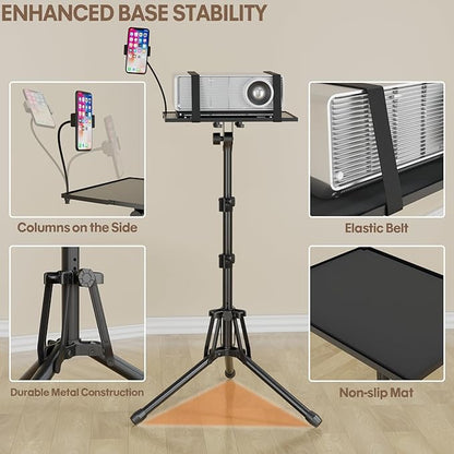 KOOV Projector Stand Adjustable Height 20" to 61", Foldable Projector Tripod - Image 3