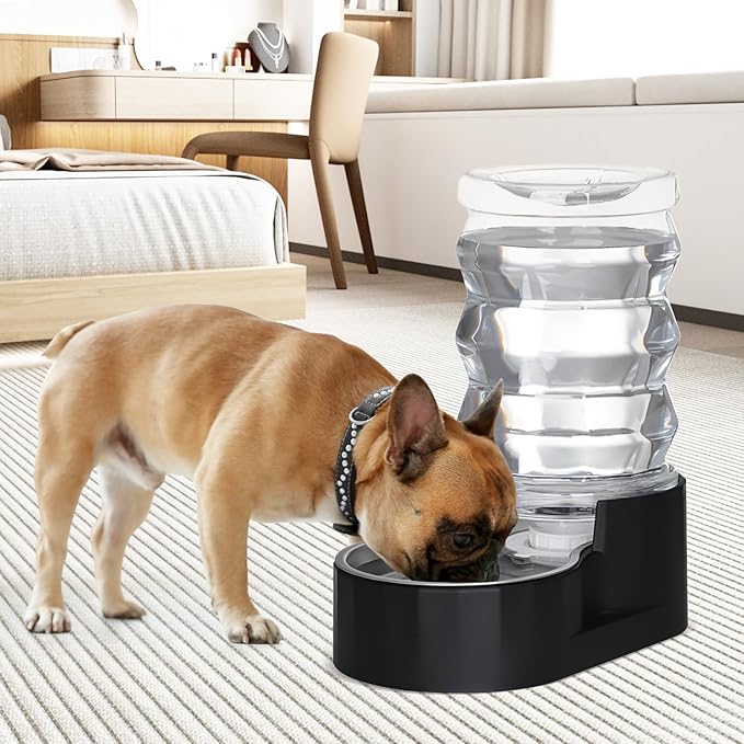 RIZZARI Dog Food Water Dispenser: 7L Large Black Stainless Steel Gravity Water - Image 5
