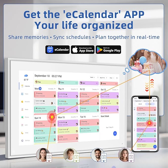 21.5 Inch Digital Calendar, Electronic Chore Chart, Smart Weekly and Monthly - Image 3