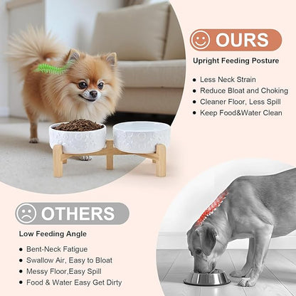 SPUNKYJUNKY Elevated Dog Bowls Ceramic, 5.1'' Dogs and Cat Food Water Bowls - Image 3