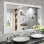 Amorho Bathroom Mirror, 60X36 Inch White Thick Metal Framed Wall Mirrors by Amorho