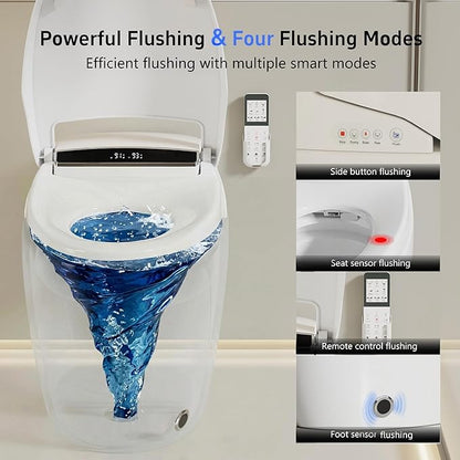 Smart Toilet with Warm Water Sprayer and Dryer, One Piece Bidet Toilet with - Image 3