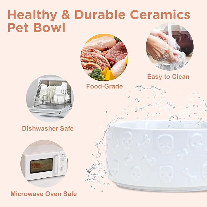 SPUNKYJUNKY Elevated Dog Bowls Ceramic, 7.3'' Dogs Food Water Bowls Raised - 42 - Image 5