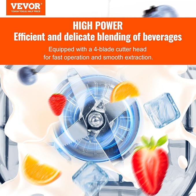 VEVOR Professional Blender, Commercial Countertop Blenders, 68 oz Jar Blender - Image 2