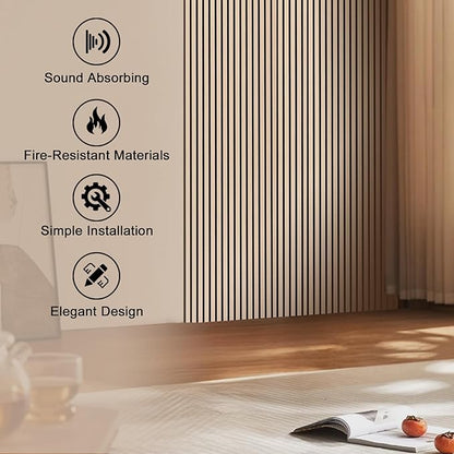 QDYMXUN Wood Slat Acoustic Wall Panels, Living Room - Image 4