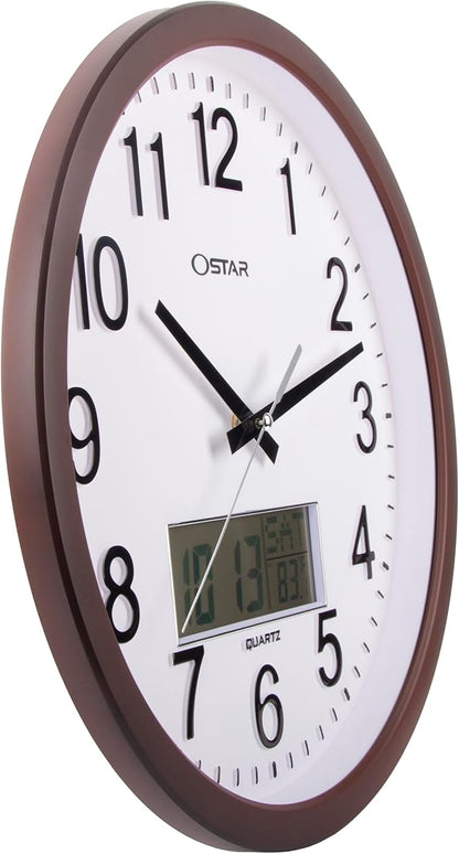 OSTAR 14" Large Analog Digital Display Wall Clock Silent Non-Ticking, Day of - Image 3
