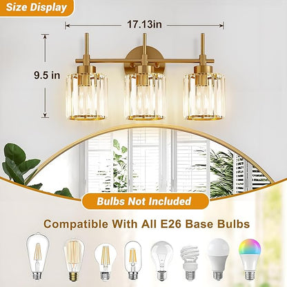 EJIAXIN Bathroom Lighting Fixtures, 3 Light Gold Bathroom Light Fixtures - Image 4