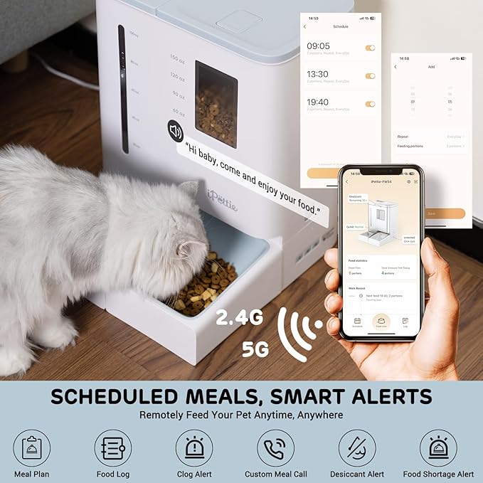 iPettie FW54 5G/2.4GHz WiFi Automatic Feeder and Waterer 2-in-1 Set - Image 2