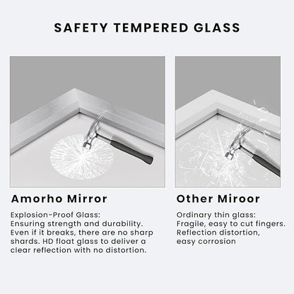 Amorho Bathroom Mirror Silver, 40x32 Inch Thick Metal Framed Wall Mirrors - Image 5