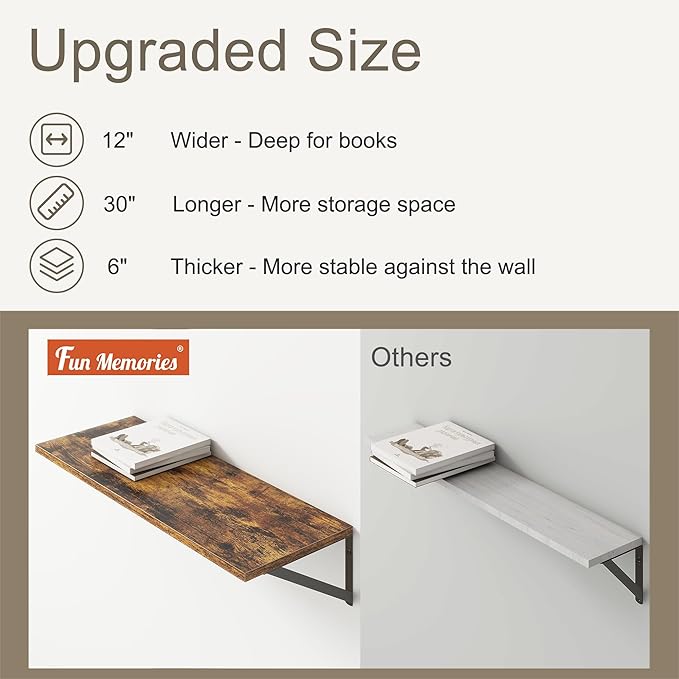 12 Inch Deep Floating Shelves, 30W x 12D Wall Shelves - Image 4