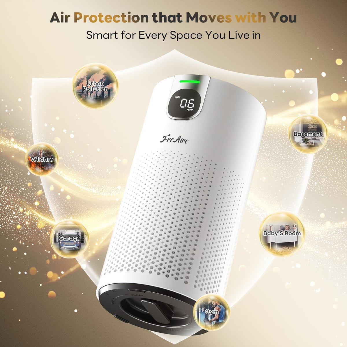 freaire air purifiers for home large room up, front angle view