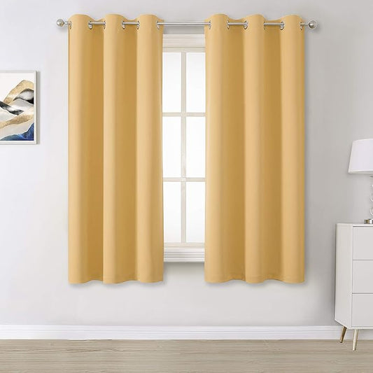 DUALIFE Soft Yellow Blackout Curtains by DUALIFE