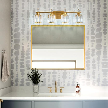 FDPBY Bathroom Vanity Lights 4-Light Gold Modern Crystal Vanity Light Fixtures - Image 3
