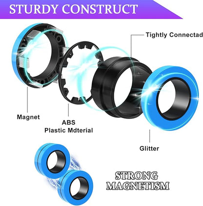 Cevioce 9 PCS Magnetic Ring Fidget Toys Set, ADHD Anxiety Magnetic Finger - Image 2