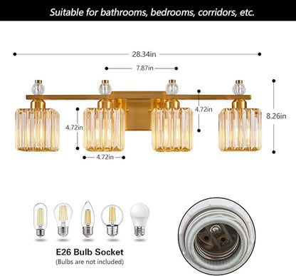 FDPBY Vanity Lights 4-Light Modern Crystal Vanity Light Gold Bathroom Light - Image 5