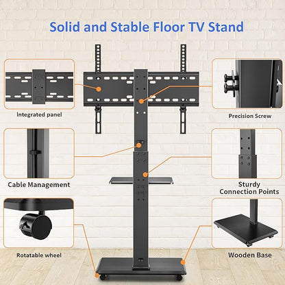 Rolling TV Stand, Mobile TV Cart - Image 6