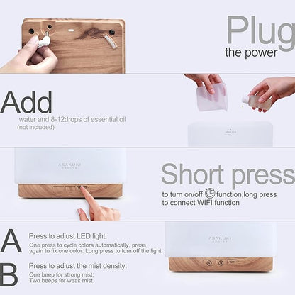 ASAKUKI Smart WiFi Essential Oil Aromatherapy Diffuser, Easy Connect - Image 6