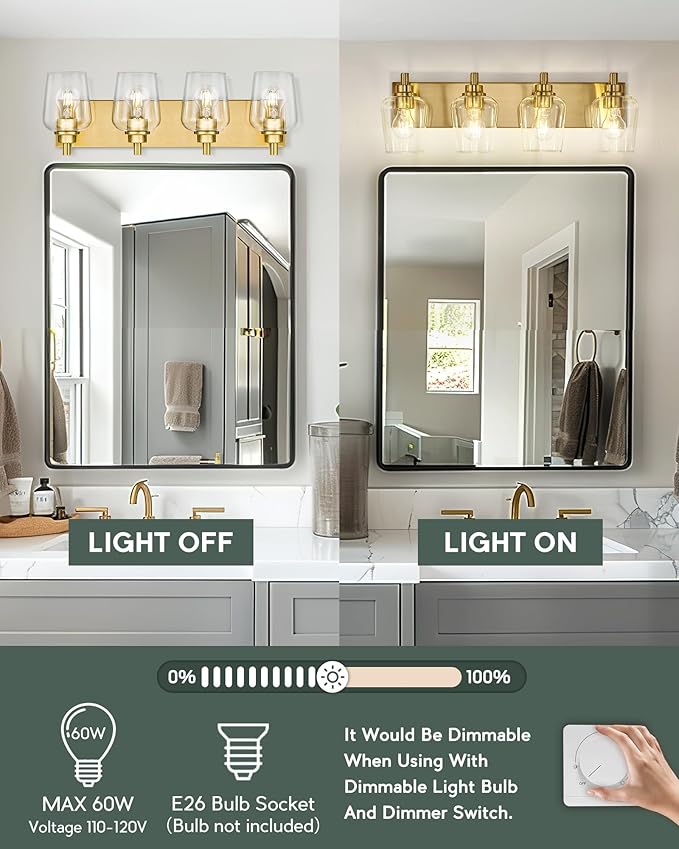 METWET Bathroom Light Fixtures, 4-Light Modern Vanity Light - Image 5