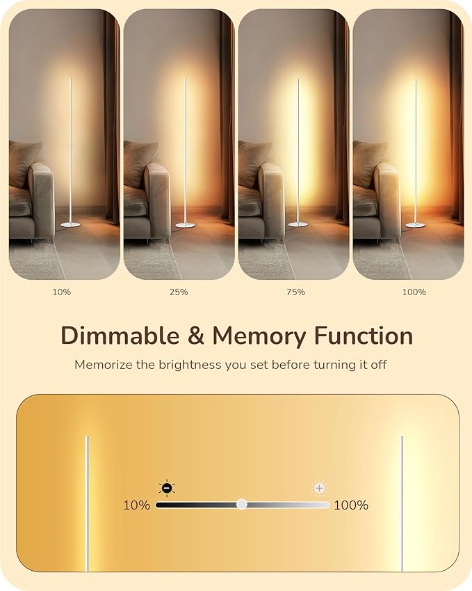EDISHINE Minimalist LED Corner Floor Lamp - Image 3