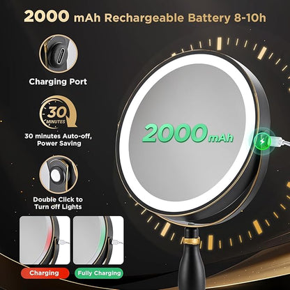 Lighted Makeup Mirror, 20x Magnifying Rechargeable Double Side Vanity Mirror - Image 6
