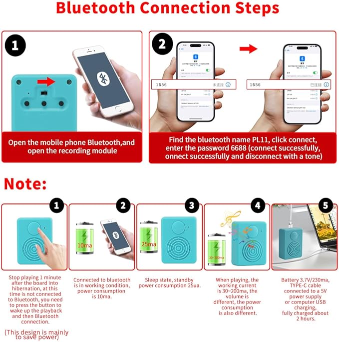 Sound Module with Speaker, 16MB Voice Recorder Box, Support Bluetooth & MIC - Image 6