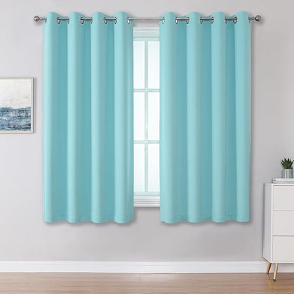DUALIFE Aqua Curtains for Living Room Bedroom Light Blocking Window Curtains by DUALIFE