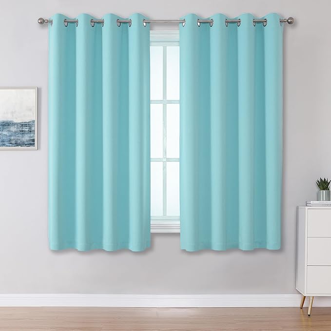 DUALIFE Aqua Curtains for Living Room Bedroom Light Blocking Window Curtains by DUALIFE