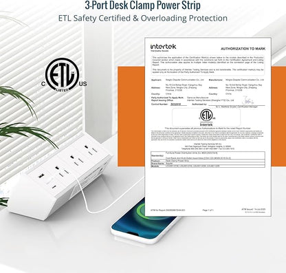 Tecmojo Desk Clamp Power Strip 3 Outlet - Image 4