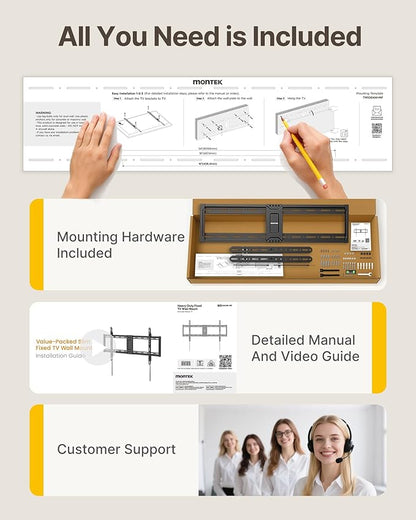 monTEK Heavy Duty Fixed TV Wall Mount - Image 9