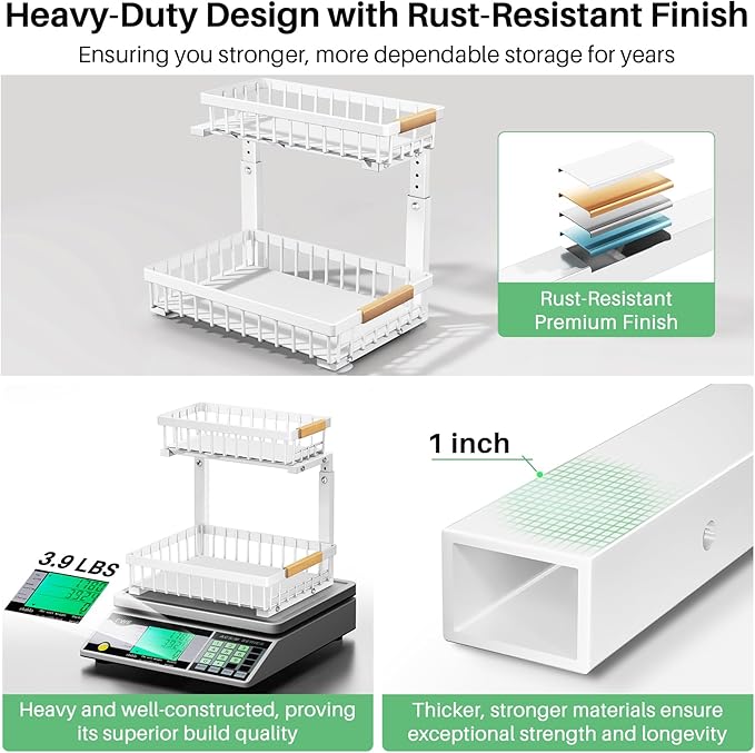 Kitstorack Under Sink Organizer, 2 Packs 2 Tier Under Sink Organizers and - Image 5