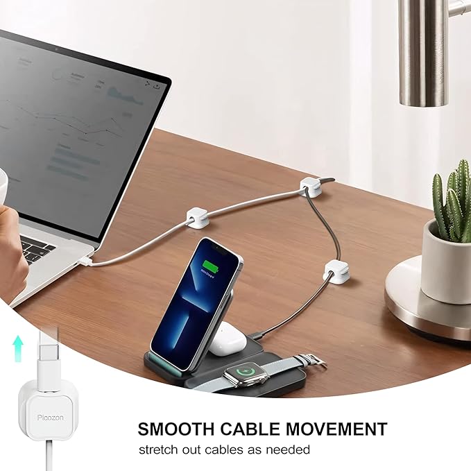 8 Pack Magnetic Cable Clip Organizer Cord Holder, Picozon Adhesive Cable - Image 3