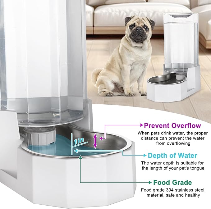 Sfozstra Automatic Pet Water Dispenser: 8L White Gravity Stainless Steel Water - Image 6
