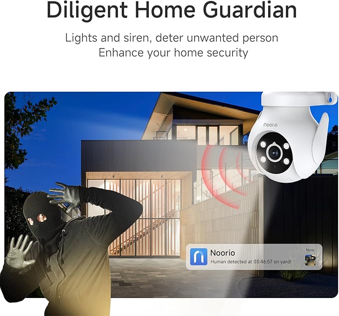 Noorio 2K Security Camera Outdoor 360° Pan/Tilt, Two Way Talk Wired Outdoor - Image 5