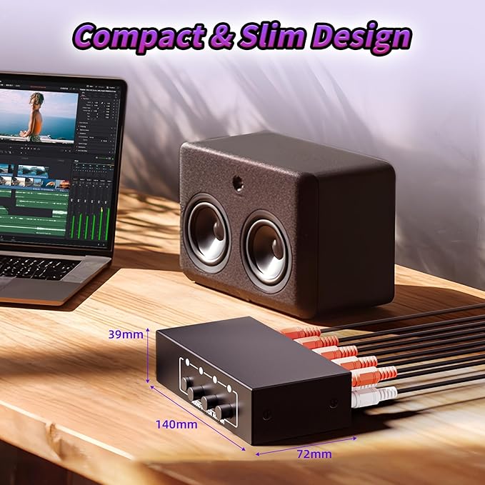 3.5mm Aux + RCA L/R Audio Switch Box 4 in 1 Out Bidirectional, BolAAzuL Stereo - Image 8