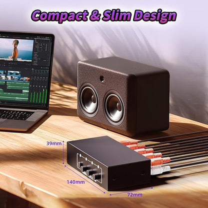 3.5mm Aux + RCA L/R Audio Switch Box 4 in 1 Out Bidirectional, BolAAzuL Stereo - Image 8